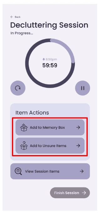 UX issue - Unsure Items and Memory Box